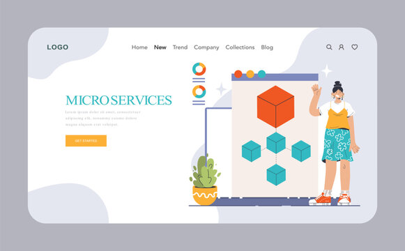 Back-end development web banner or landing page. Coding, software engineering or programming. Software script development. Flat vector illustration