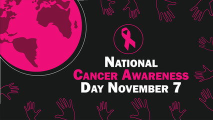National Cancer Awareness Day vector banner design. Happy National Cancer Awareness Day modern minimal graphic poster illustration.