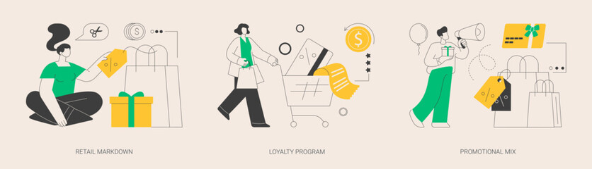 Customer attraction abstract concept vector illustrations.