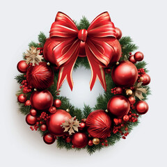 Fototapeta na wymiar Illustration of Christmas Wreath with Christmas Ball white Background 