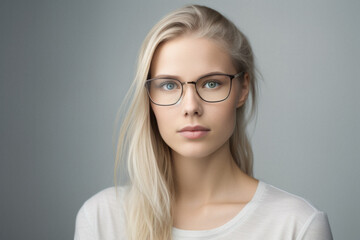 Fototapeta premium Portrait of a beautiful young woman with blond hair and blue eyes.