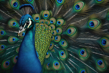 Close up of peacock - Generative AI 