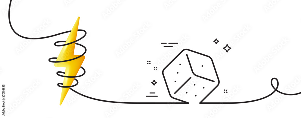Poster dice line icon. continuous one line with curl. board game cube sign. casino gambling symbol. dice si