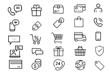 Online Shopping & E-commerce line icons set. Shopping. Online shopping thin line icons. E-commerce symbols collection. Editable stroke icons. Vector.