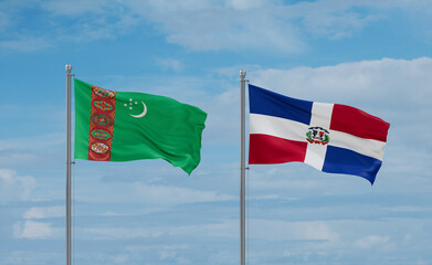 Belgium and Turkmenistan flags, country relationship concept