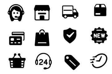 Online Shopping & E-commerce line icons set. Shopping. Online shopping thin line icons. E-commerce symbols collection. Editable stroke icons. Vector.
