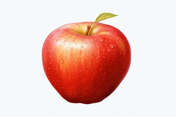 Delicate apple illustration (whole) with transparent background. Generative AI
