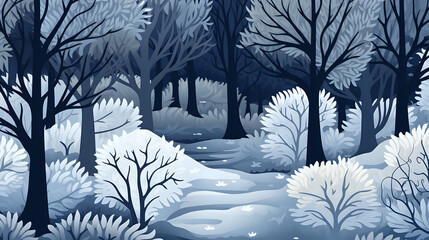 winter forest landscape background. Generative AI