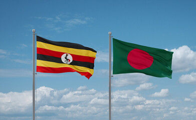 Bangladesh and Uganda flags, country relationship concept