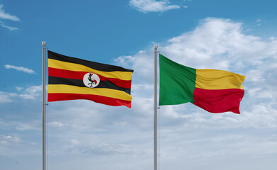 Benin and Uganda flags, country relationship concept
