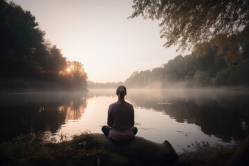 Yoga on the lake - Generative AI 