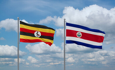 Costa Rico and Uganda flags, country relationship concept