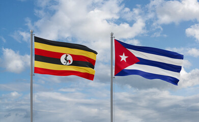 Cuba and Uganda flags, country relationship concept