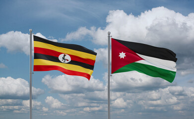 Jordan and Uganda flags, country relationship concept