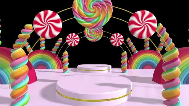 Colorful Lolipop Candy Tunnel Background Loop