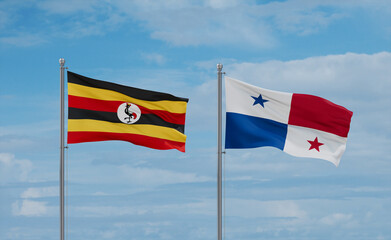 Panama and Uganda flags, country relationship concept
