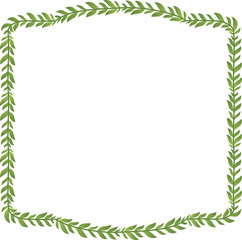 Green leaves Branch Square Frame leaf laurel wreath horizontal vintage frames flower floral border Botanical Branches ornate Elements design border badge decoration isolated 