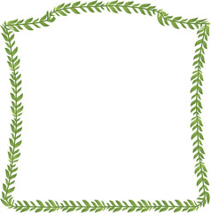 Green leaves Branch Square Frame leaf laurel wreath horizontal vintage frames flower floral border Botanical Branches ornate Elements design border badge decoration isolated 
