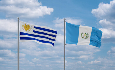 Guatemala and Uruguay flags, country relationship concept
