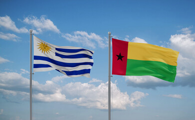 Guinea-Bissau and Uruguay flags, country relationship concept