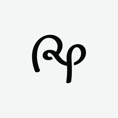 creative RP R P handwriting letter calligraphy initial logo design
