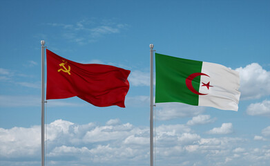 Naklejka na ściany i meble USSR and Algeria national flags, country relationship concept