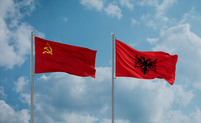 Naklejka na ściany i meble USSR and Albania national flags, country relationship concept