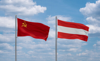 Austria and USSR flags, country relationship concept