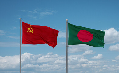 Bangladesh and USSR flags, country relationship concept