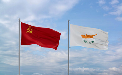 Cyprus and USSR flags, country relationship concept