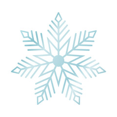 Blue snowflake on a white background for winter design. Frozen silhouette of a snowflake, a symbol of Christmas and New Year. Vector EPS 10.