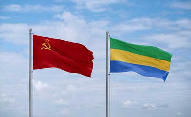 Gabon and USSR flags, country relationship concept