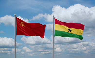 Ghana and USSR flags, country relationship concept