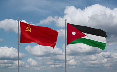 Jordan and USSR flags, country relationship concept