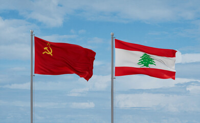 Lebanon and USSR flags, country relationship concept
