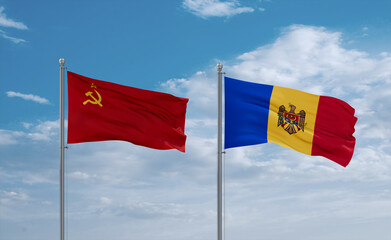 Moldova and USSR flags, country relationship concept
