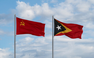 East Timor and USSR flags, country relationship concept
