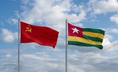 Togo and USSR flags, country relationship concept