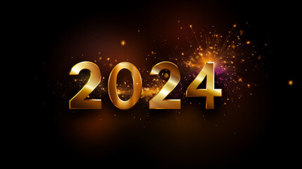 2024 text design with colorful flares