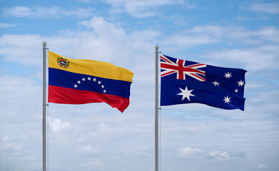 Australia and Venezuela flags, country relationship concept