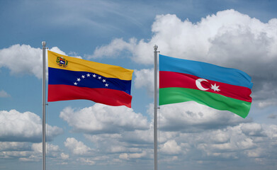 Azerbaijan and Venezuela flags, country relationship concept