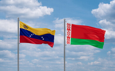 Belarus and Venezuela flags, country relationship concept