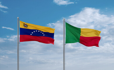 Benin and Venezuela flags, country relationship concept