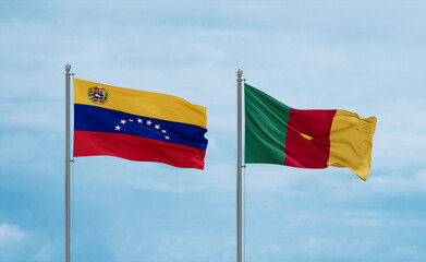 Cameroon and Venezuela flags, country relationship concept