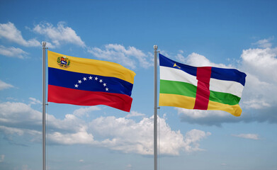 Central African Republic and Venezuela flags, country relationship concept