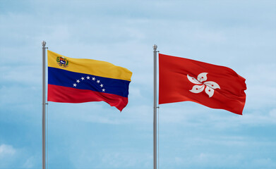 Hong Kong and Venezuela flags, country relationship concept