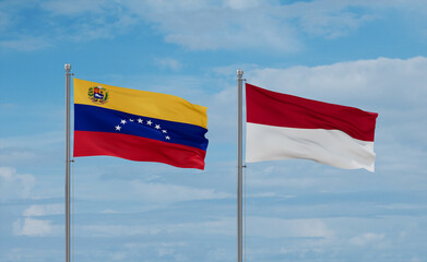 Indonesia and Venezuela flags, country relationship concept