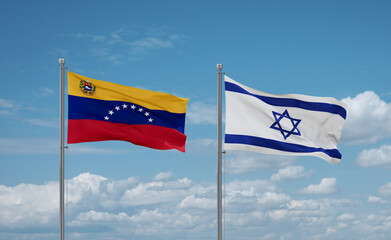 Israel and Venezuela flags, country relationship concept