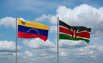 Kenya and Venezuela flags, country relationship concept
