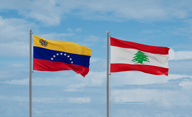 Lebanon and Venezuela flags, country relationship concept